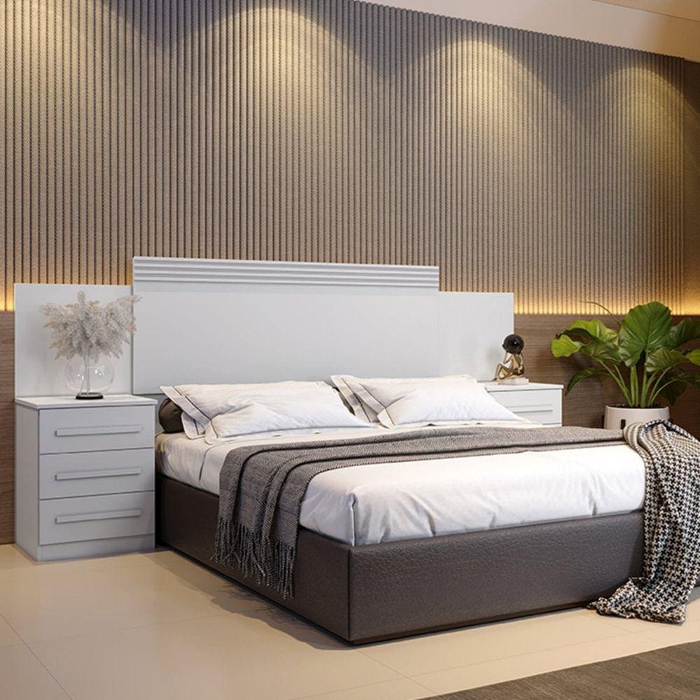 Cabeceira Casal Extensível 230 a 250 Cm Império Branco
