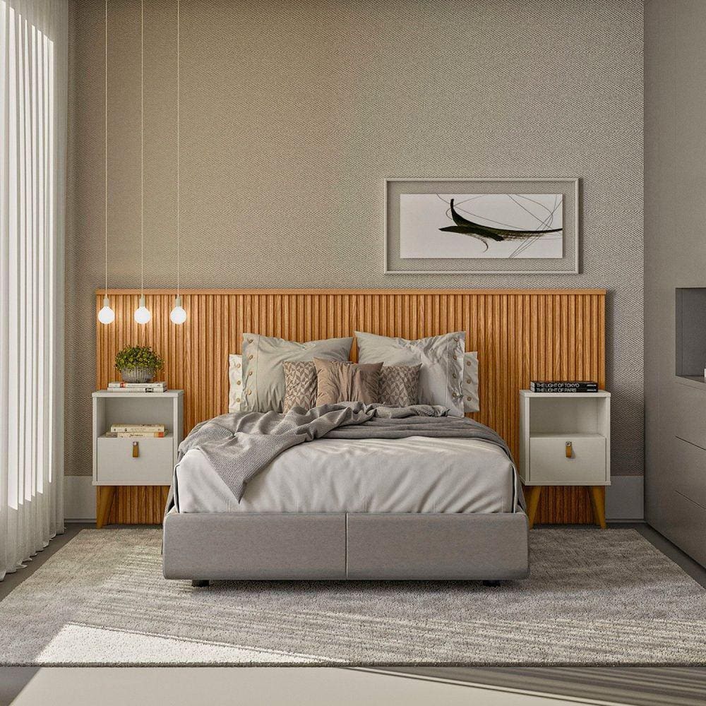 Cabeceira Casal Queen 240cm com Frame Laranjeiras Marrom Fosco