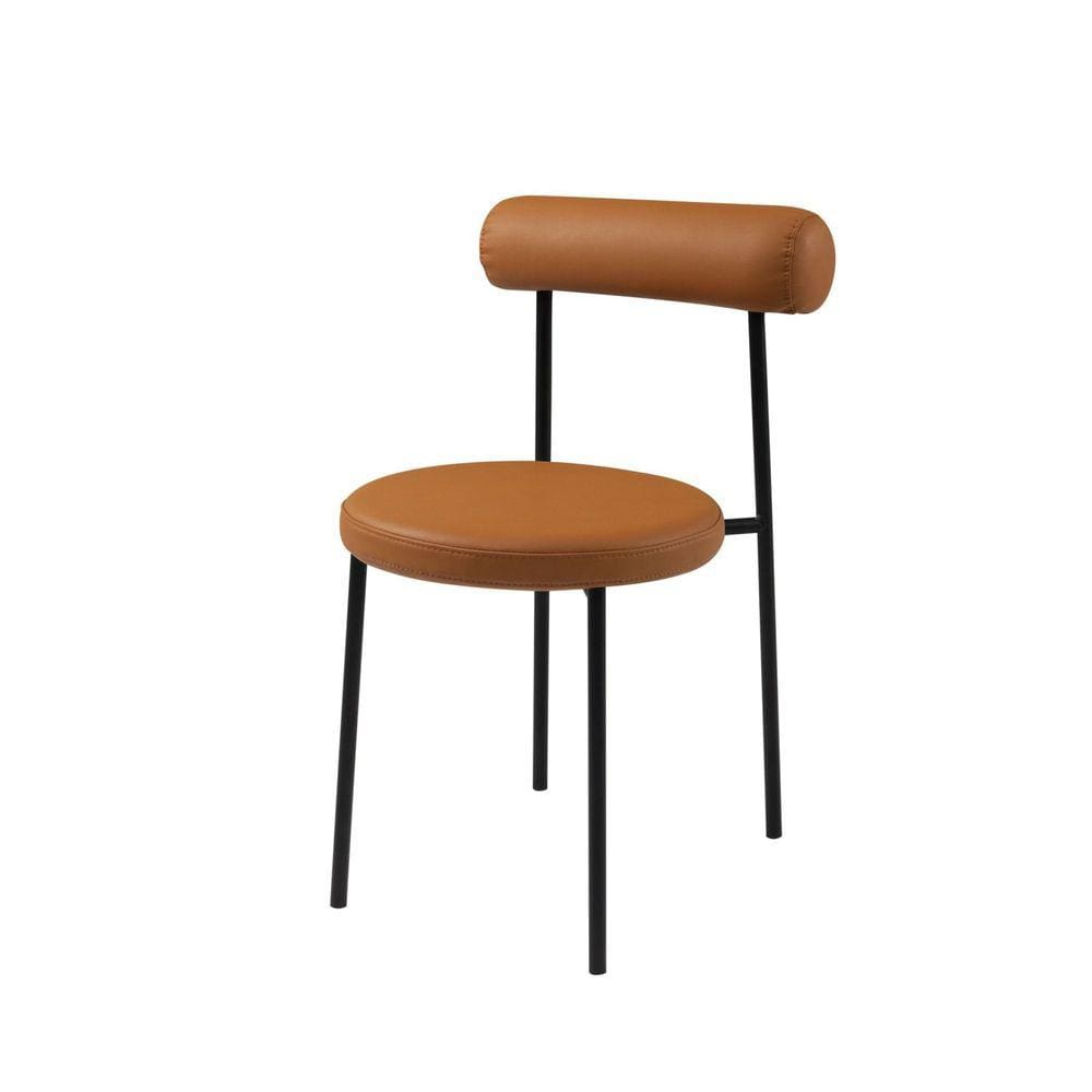 Cadeira Base de Aço e Assento e Encosto Estofados Roll Caramelo