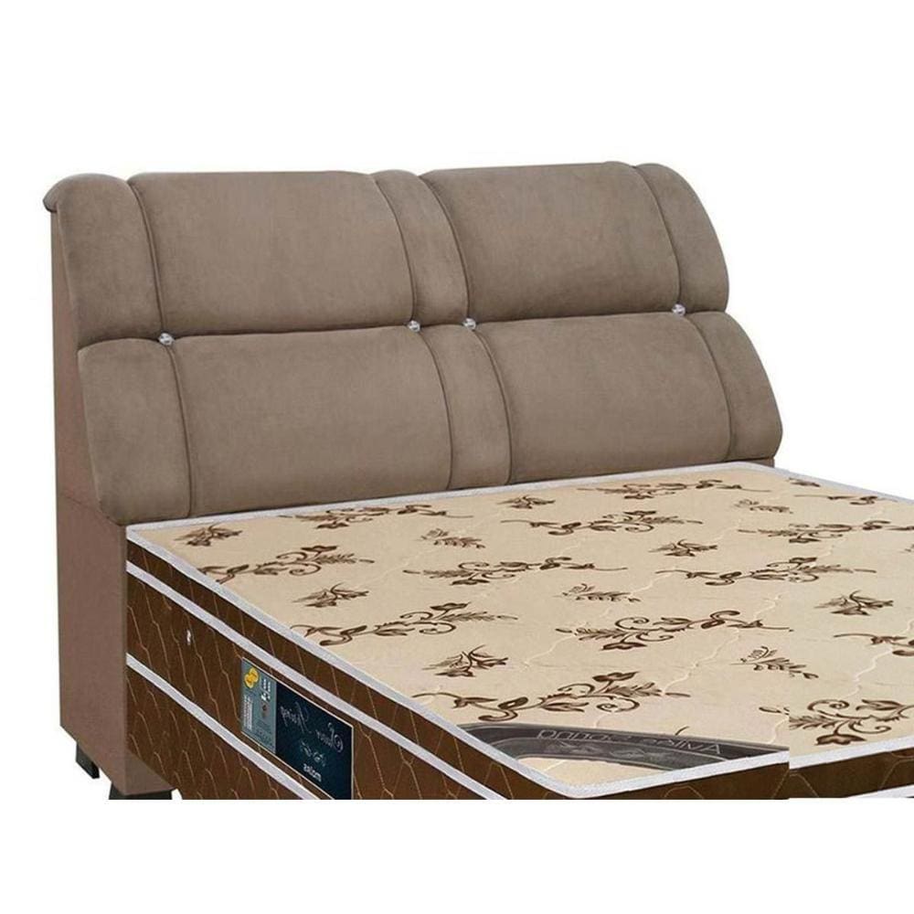 Cabeceira Cama Box Estofada King King Imperador Suede Bege - Simbal
