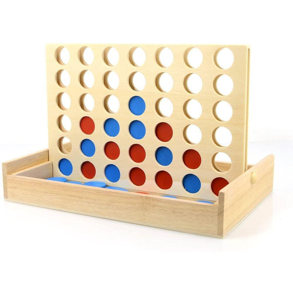 Wooden 4 em um Jogo de Linha, iRunning Foldable Board Line Up 4 Jogo, Clássico Brinquedo de Família, Jogo de Tabuleiro de Viagem para Crianças e Famíl