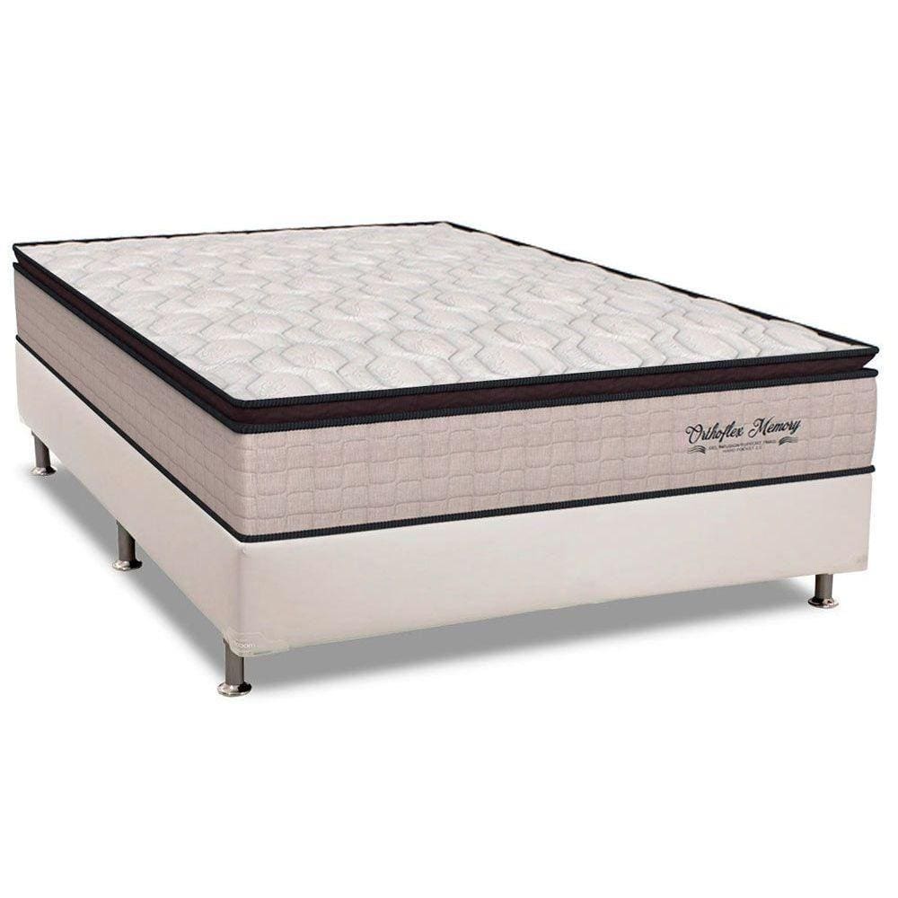 Cama Box Casal: Colchão Molas Ensacadas Orthoflex MasterPocket Memory HP + Base CRC Courano White(138x188)