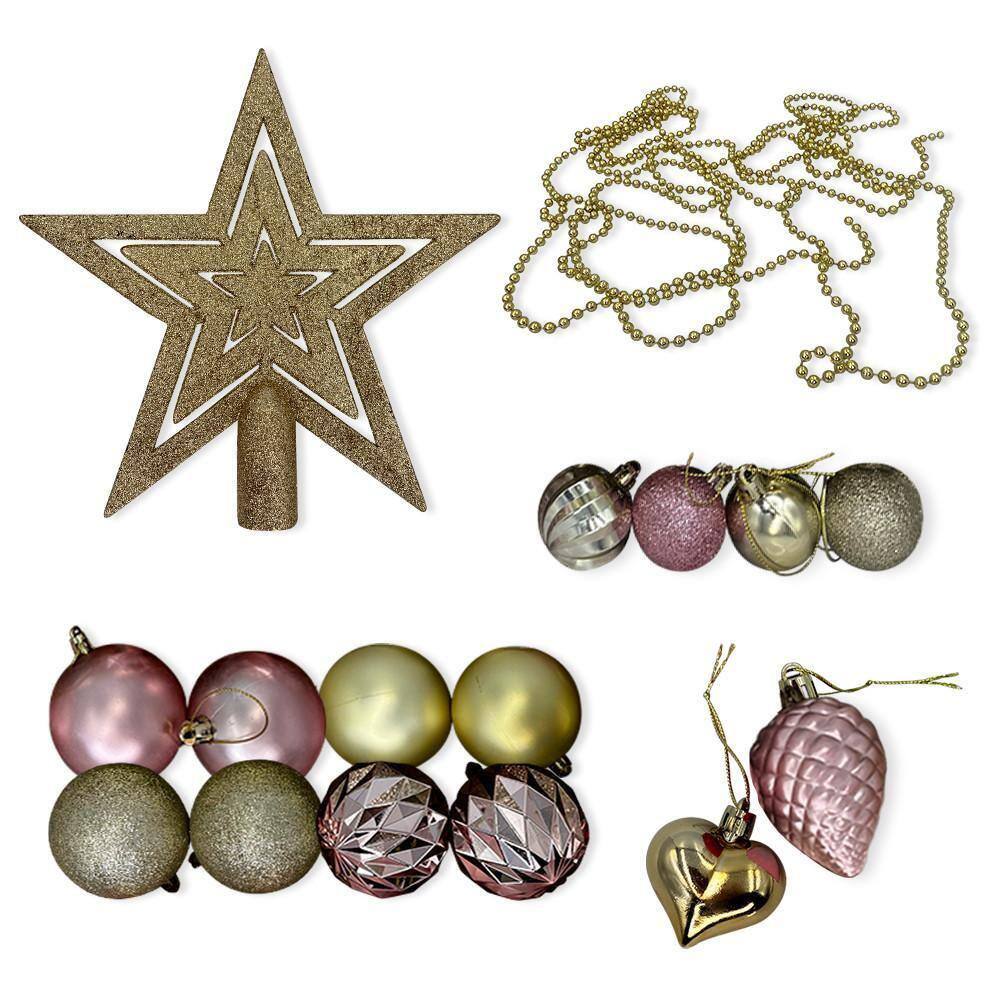 Kit Enfeites De Natal Bolas Estrela Completo