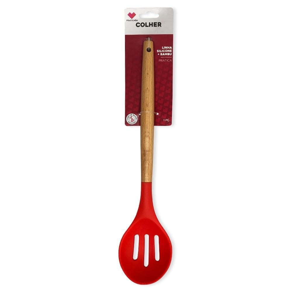 Colher Em Silicone Com Cabo De Bambu: Elegância Na Cozinha