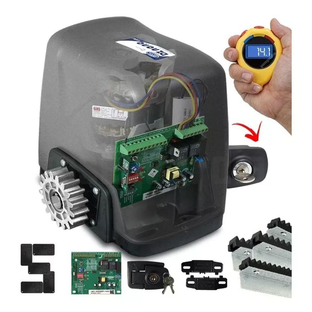Kit Motor Rossi 1 Dz Nano Turbo 4m Crem 5 Control Portão Deslizante 600kg