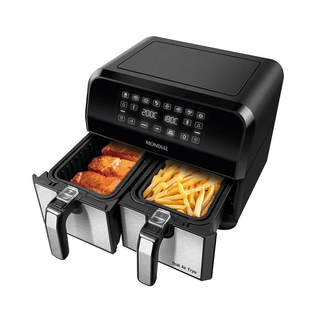Fritadeira Air Fryer Dual Duplo Cesto 8 Litros Afd-01-bi Mondial Preto/inox 110v