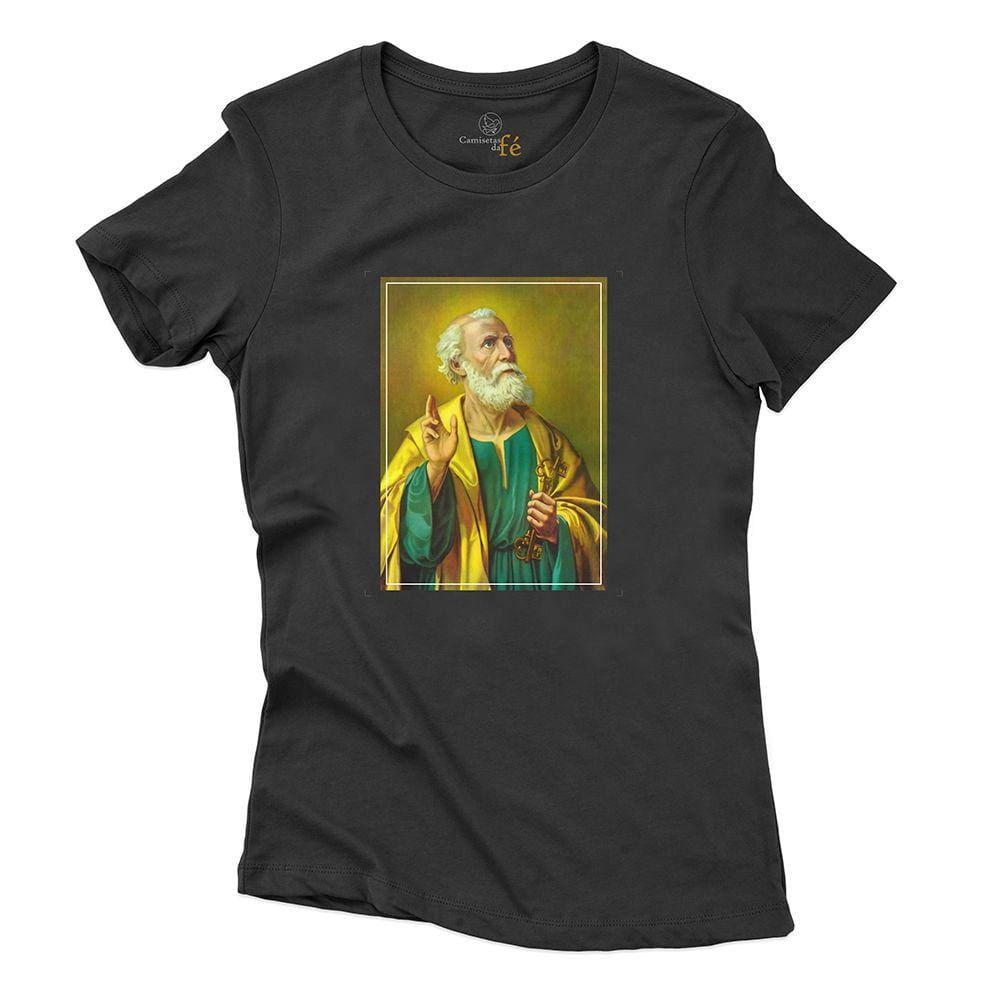 Camiseta Blusa Estampa São Pedro Feminina Algodao Legiao de Maria Confortavel Dia a Dia
