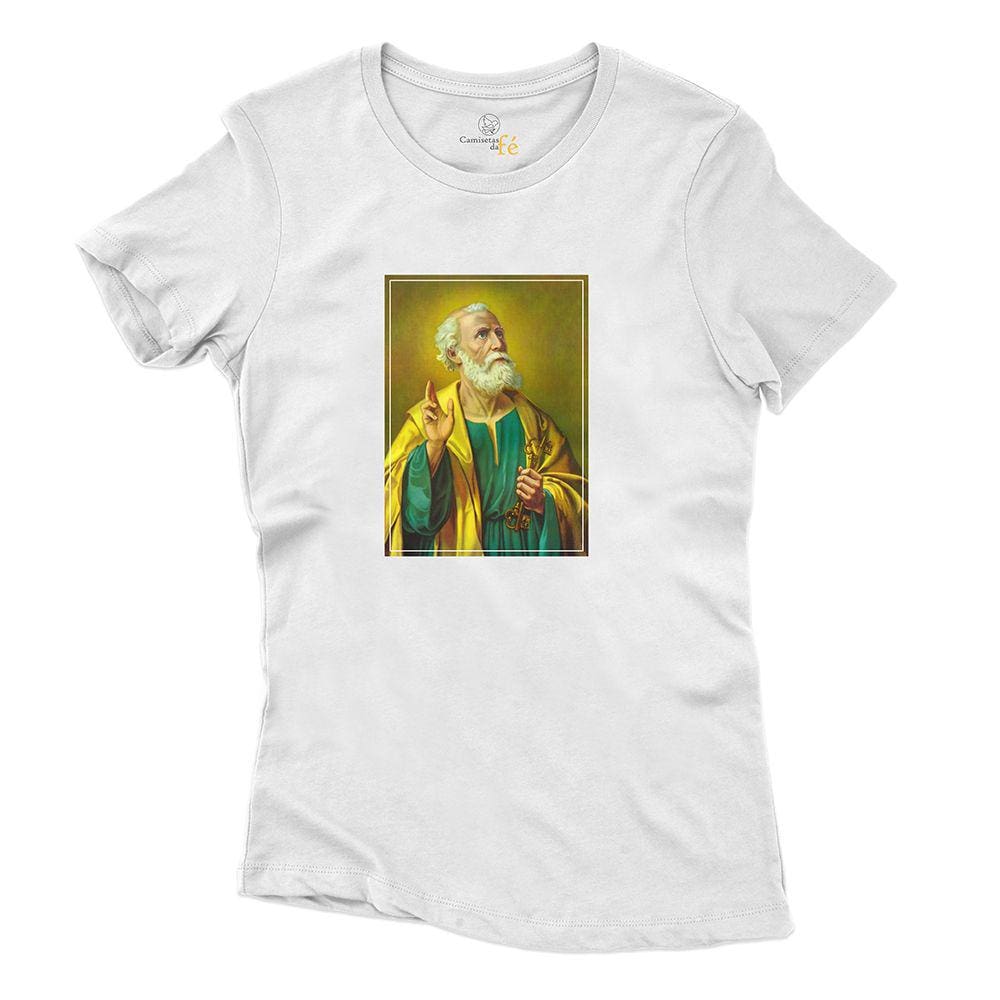 Camiseta Blusa Estampa São Pedro Feminina Algodao Legiao de Maria Confortavel Dia a Dia