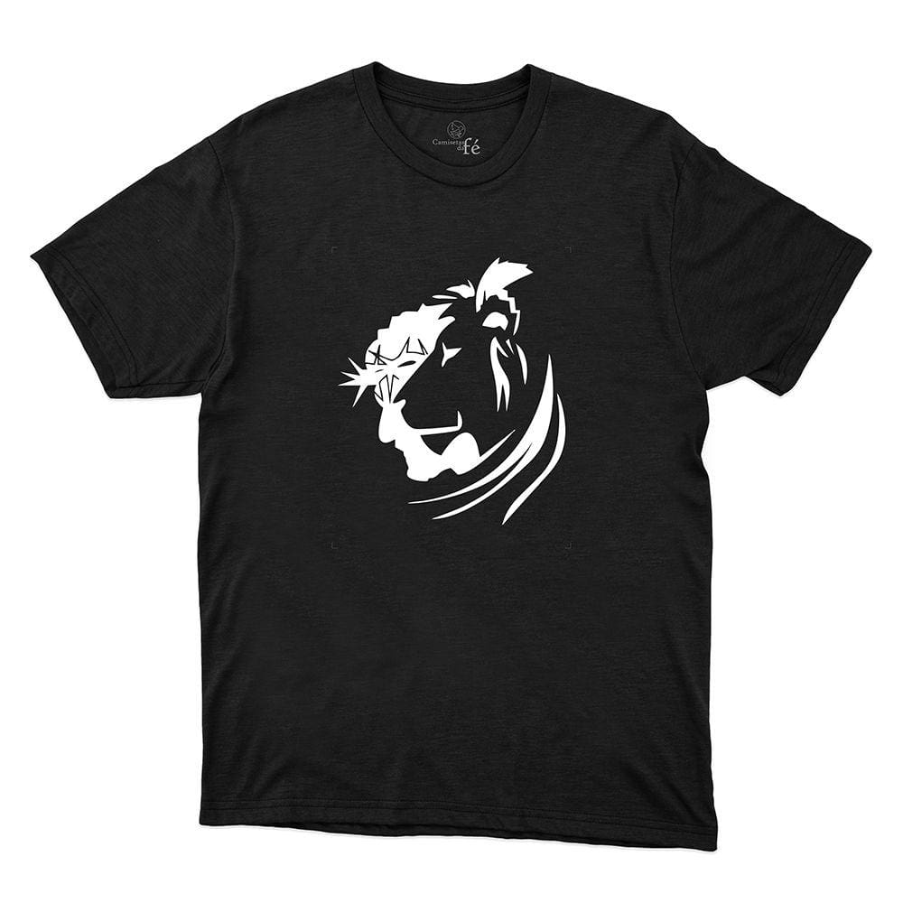 Camiseta Masculina Algodao Estampa Leao Judaica Confortavel Dia a Dia Missa