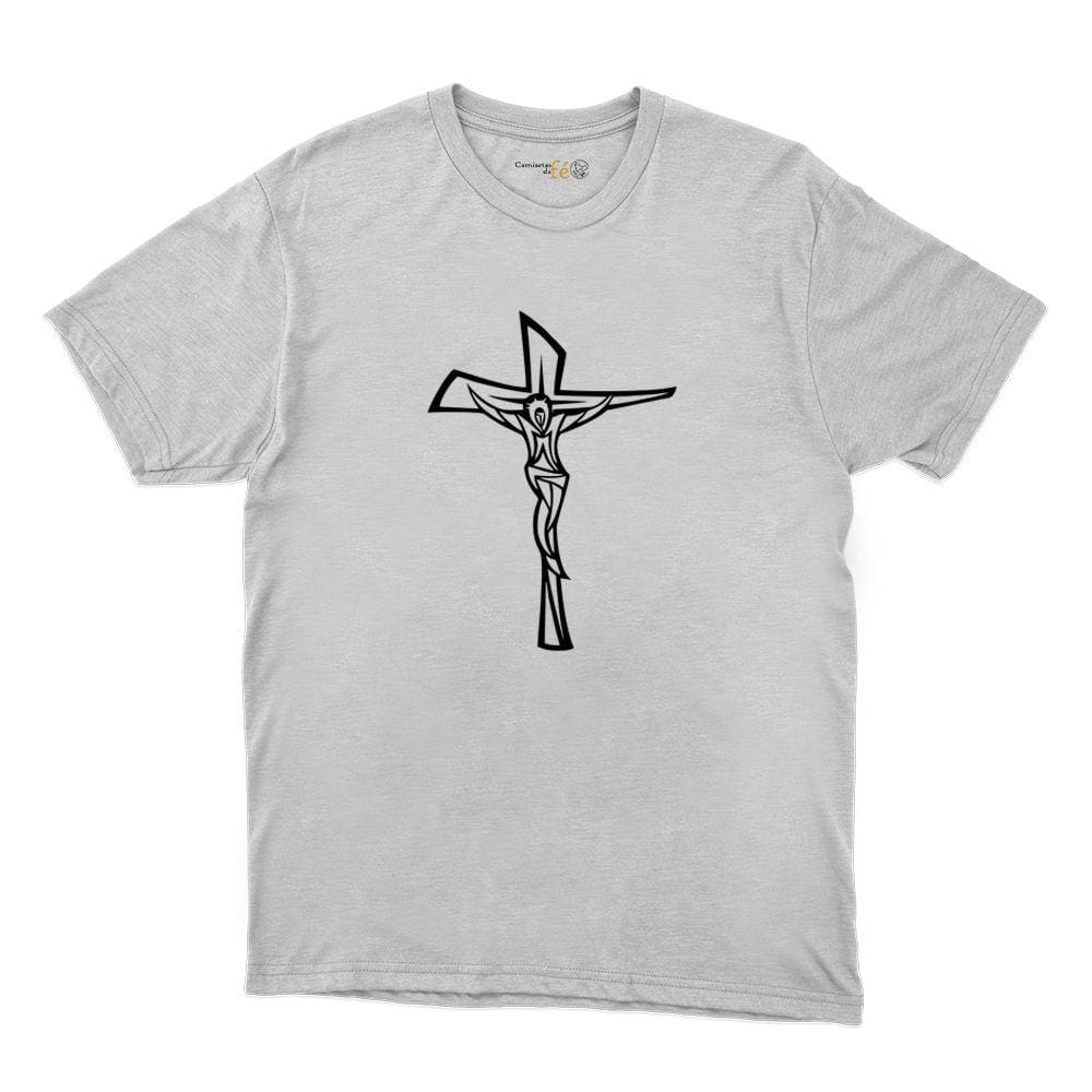 Camisa Jesus Cristo na Cruz Masculina Algodao Confort Alta Qualidade Moda Catolica