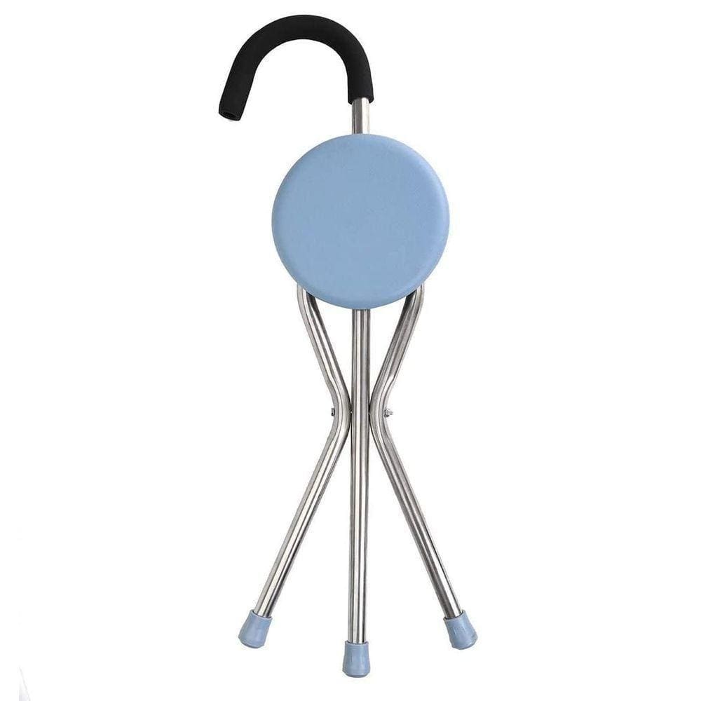 Bengala Banco Banqueta Cadeira Assento Dobravel Apoio Ortopedico Alça 2 Em 1 Tripe