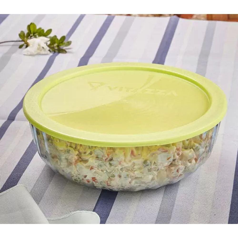 Saladeira Vitazza De Vidro De 3,800l Com Tampa Protetora