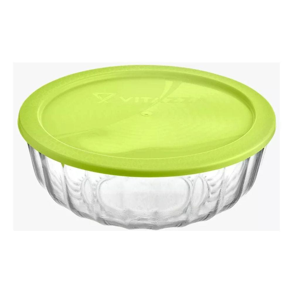 Saladeira De Vidro Vitazza 900ml Com Tampa Plástica
