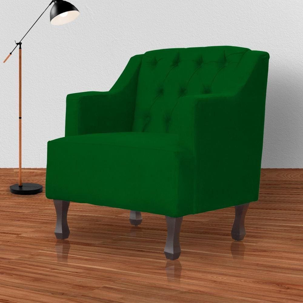 Poltrona Estofada Para Hall de Entrada Genesis Suede Verde - LM DECOR