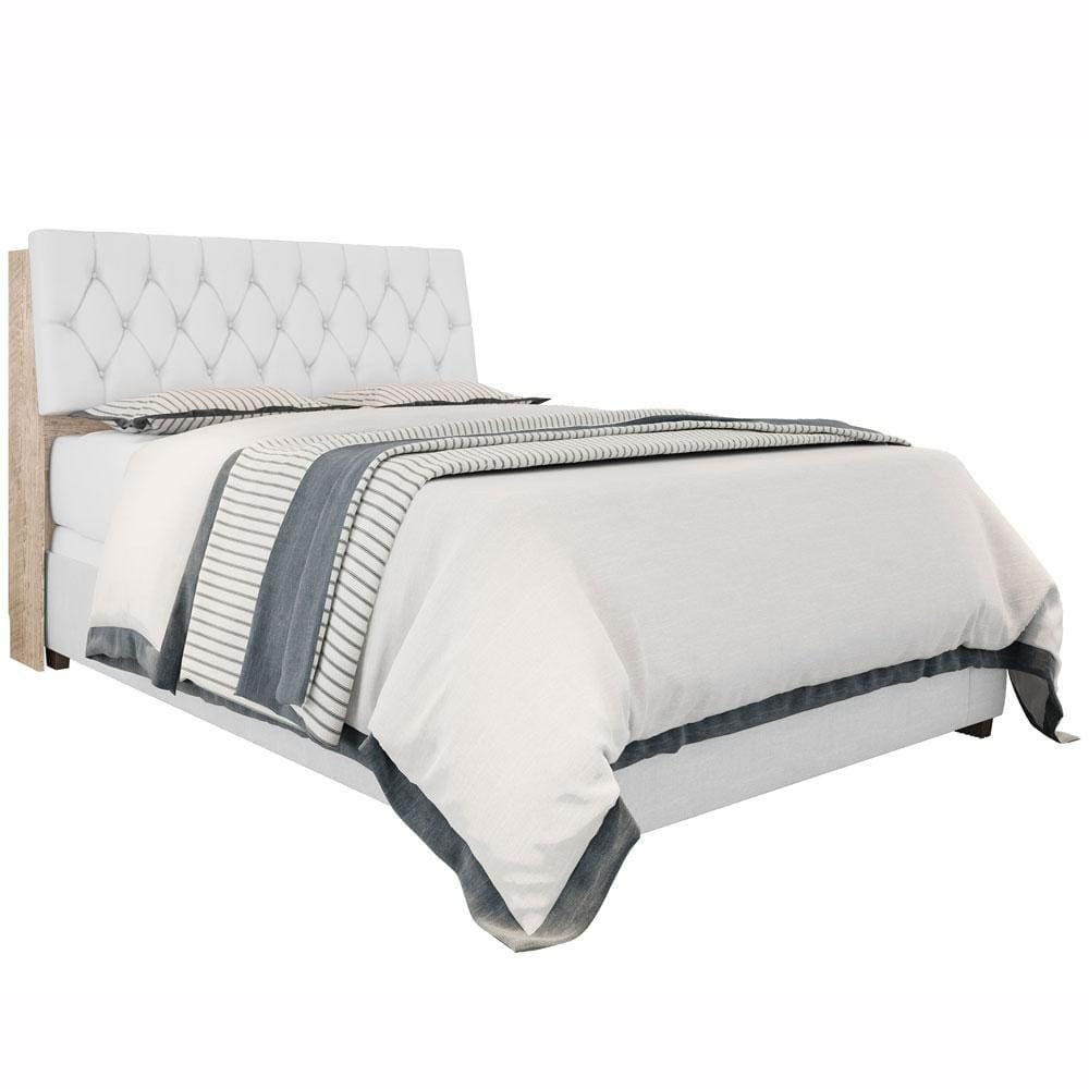 Cabeceira Box Queen Isis Amarula com Capitonê Branco