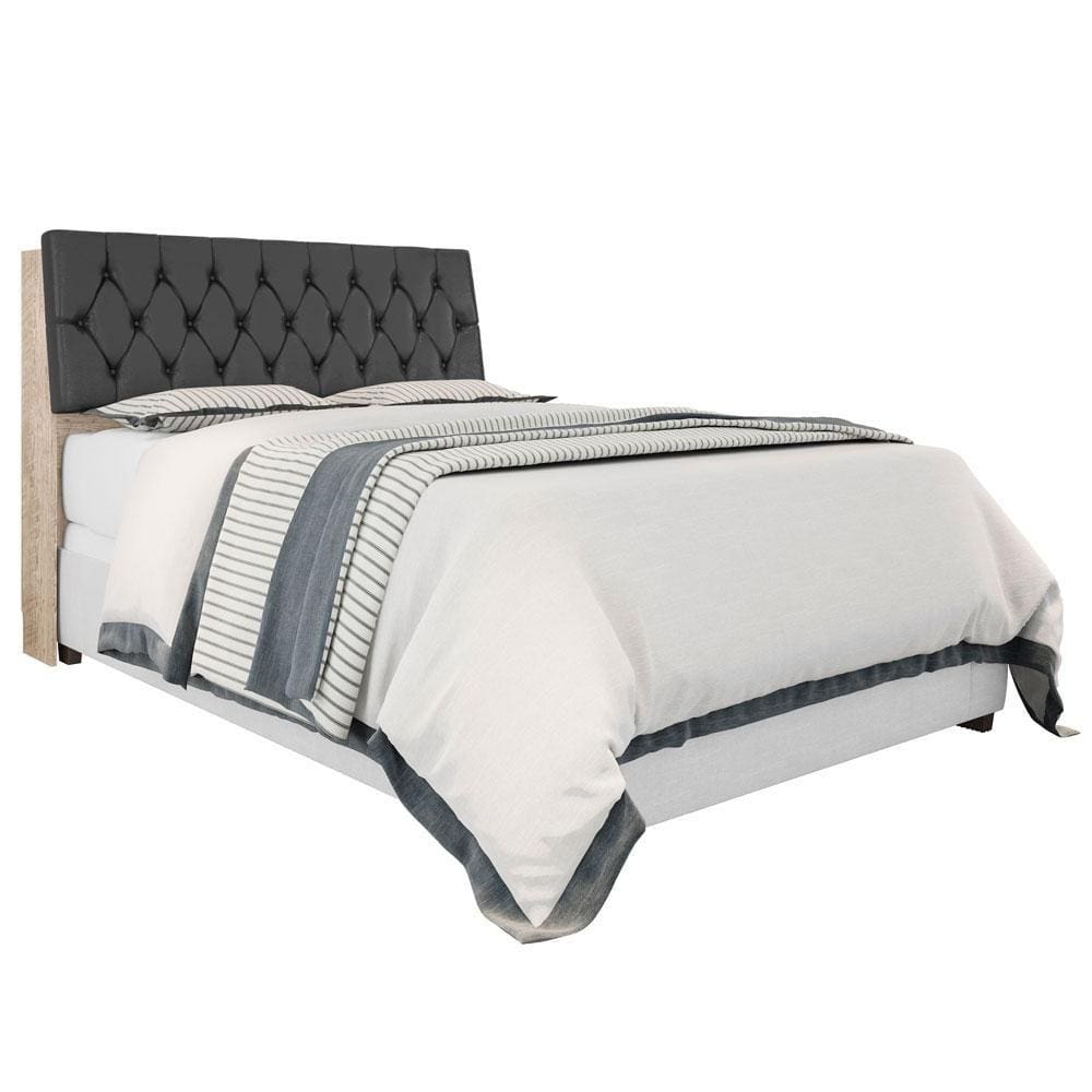 Cabeceira Box Queen Isis Amarula com Capitonê Preto