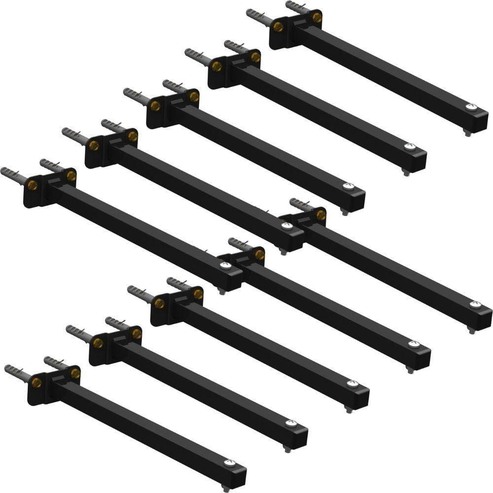 10 Suportes Refletor Base Reta Braço 100 Cm 10 Cjts - Preto