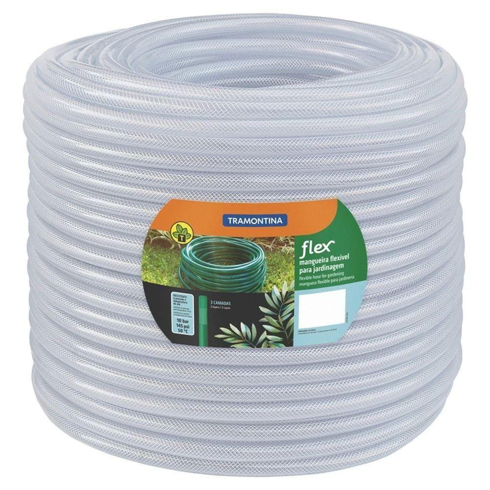 Mangueira Flex 3-4\" Tramontina Branco Em Pvc 3 Camadas 100 M Tramontina