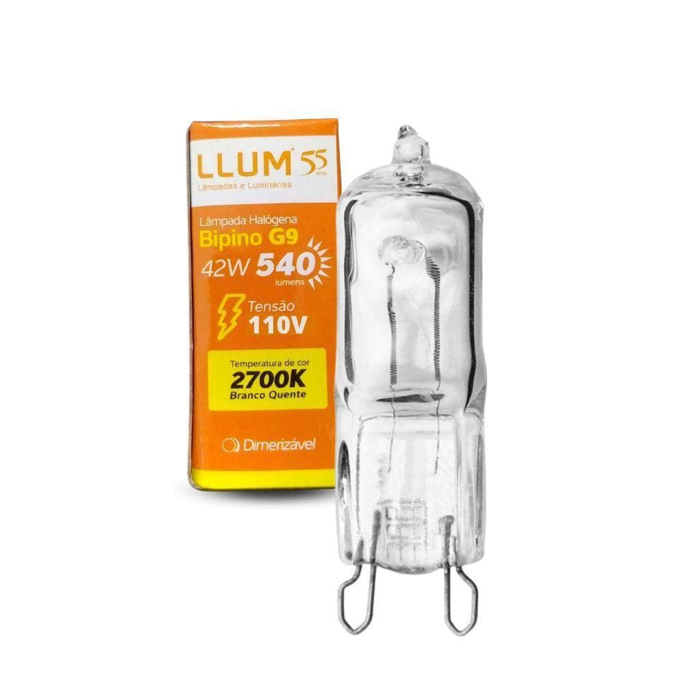 Lâmpada G9 Halógena 42w Bipino Llum 2700k Luz Quente 110v