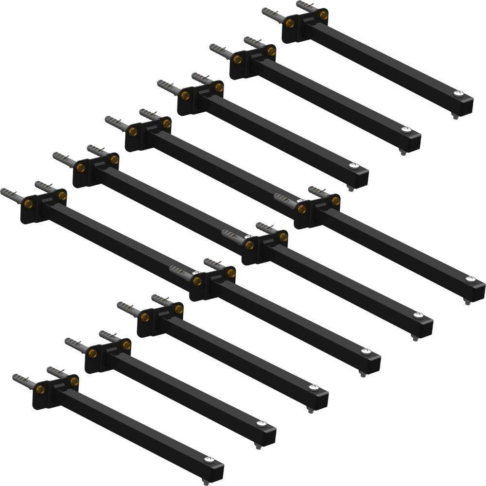 12 Suportes Refletor Base Reta Braço 20 Cm 12 Cjts - Preto