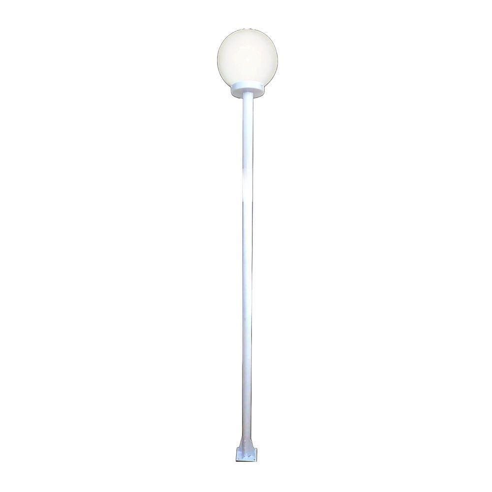 Poste E Luminária Colonial Globo G De Jardim Branco 200cm