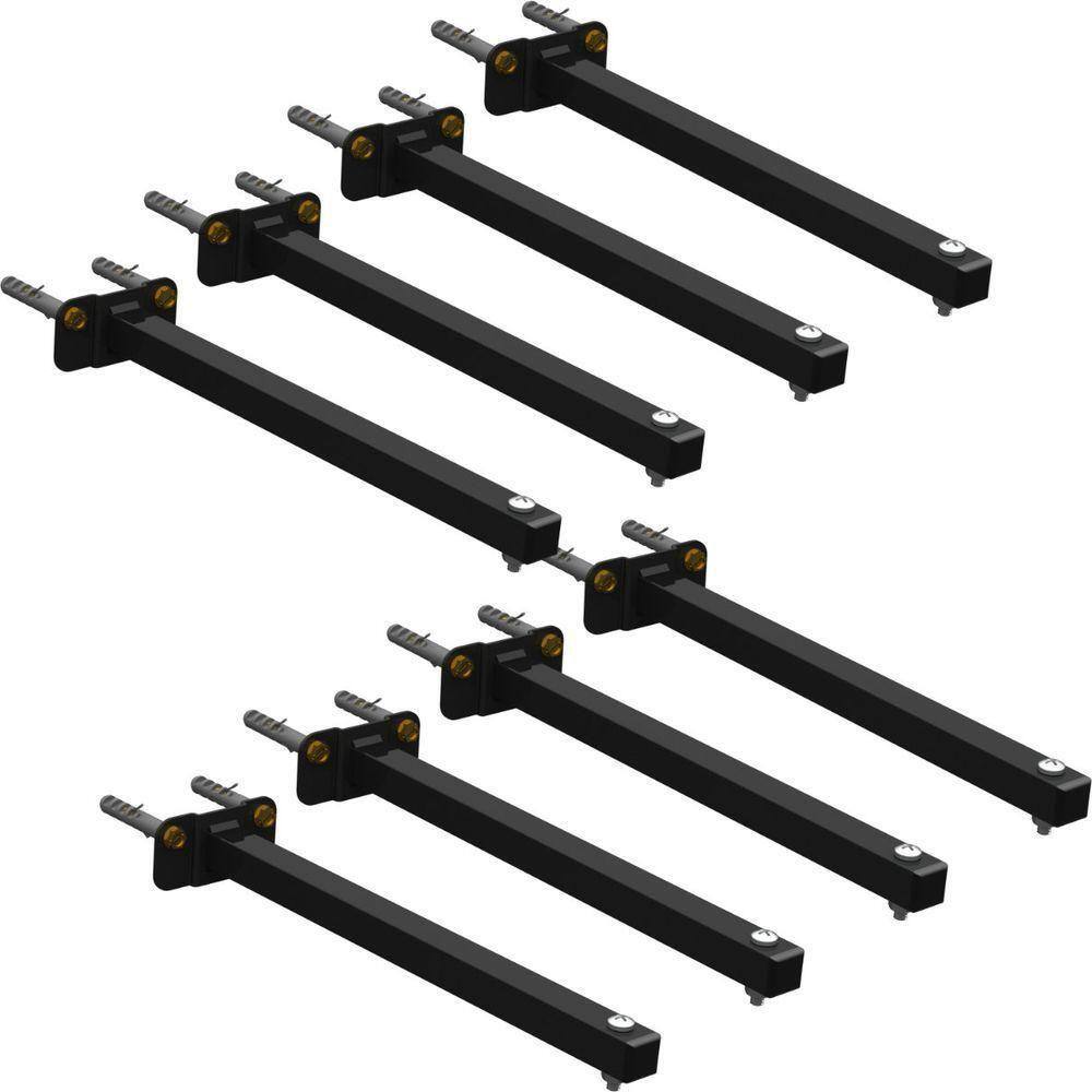 08 Suportes Refletor Base Reta Braço 80 Cm 8 Cjts - Preto