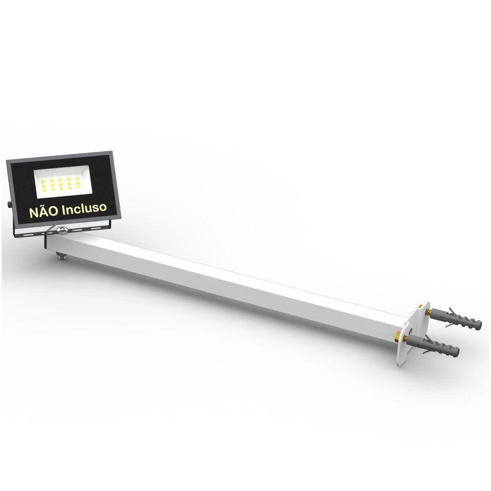 06 Suportes Refletor Base Reta Braço 40 Cm 6 Cjts - Branco