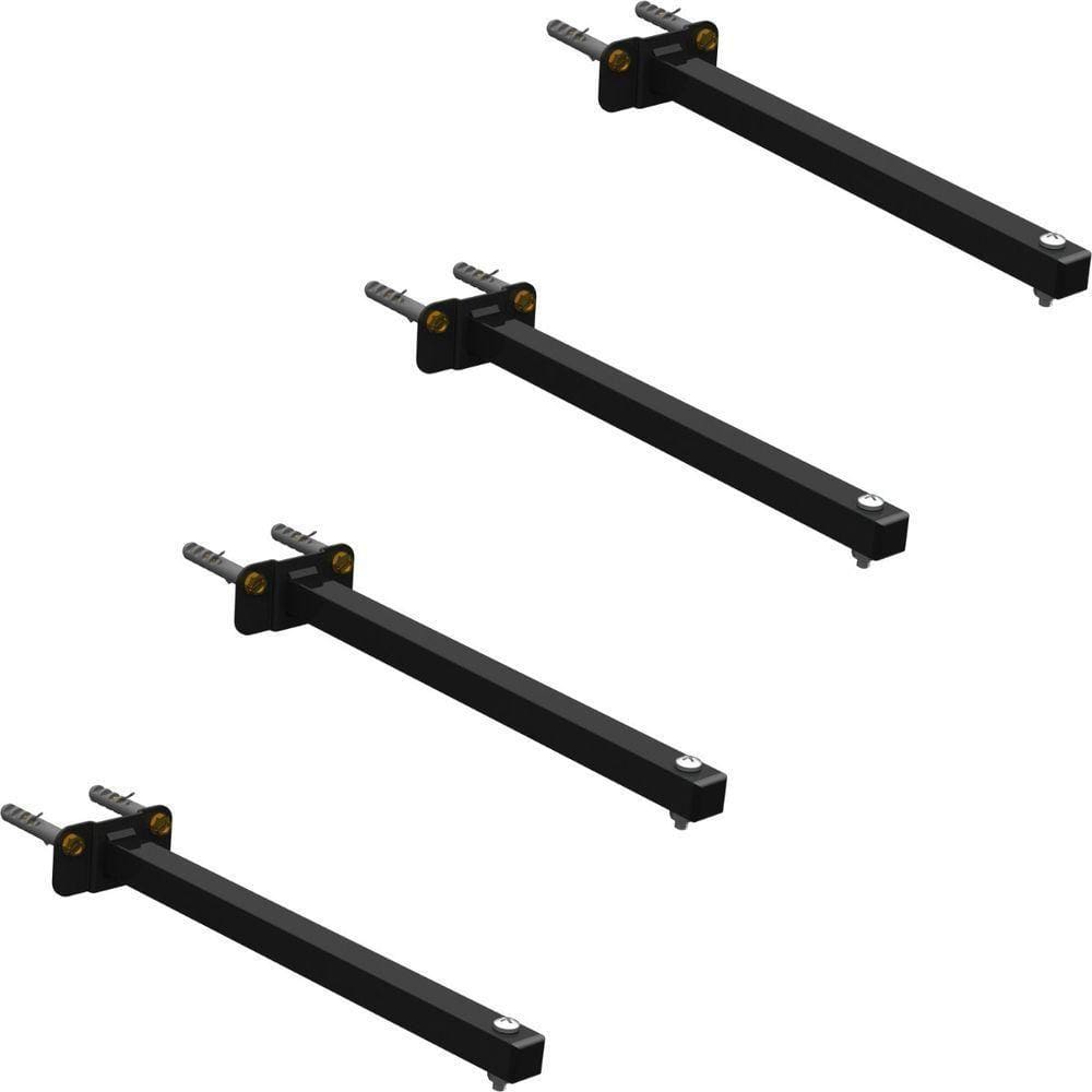 04 Suportes Refletor Base Reta Braço 20 Cm 4 Cjts - Preto