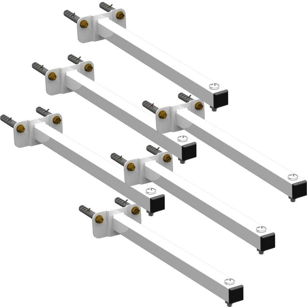 06 Suportes Refletor Base Reta Braço 60 Cm 6 Cjts - Branco