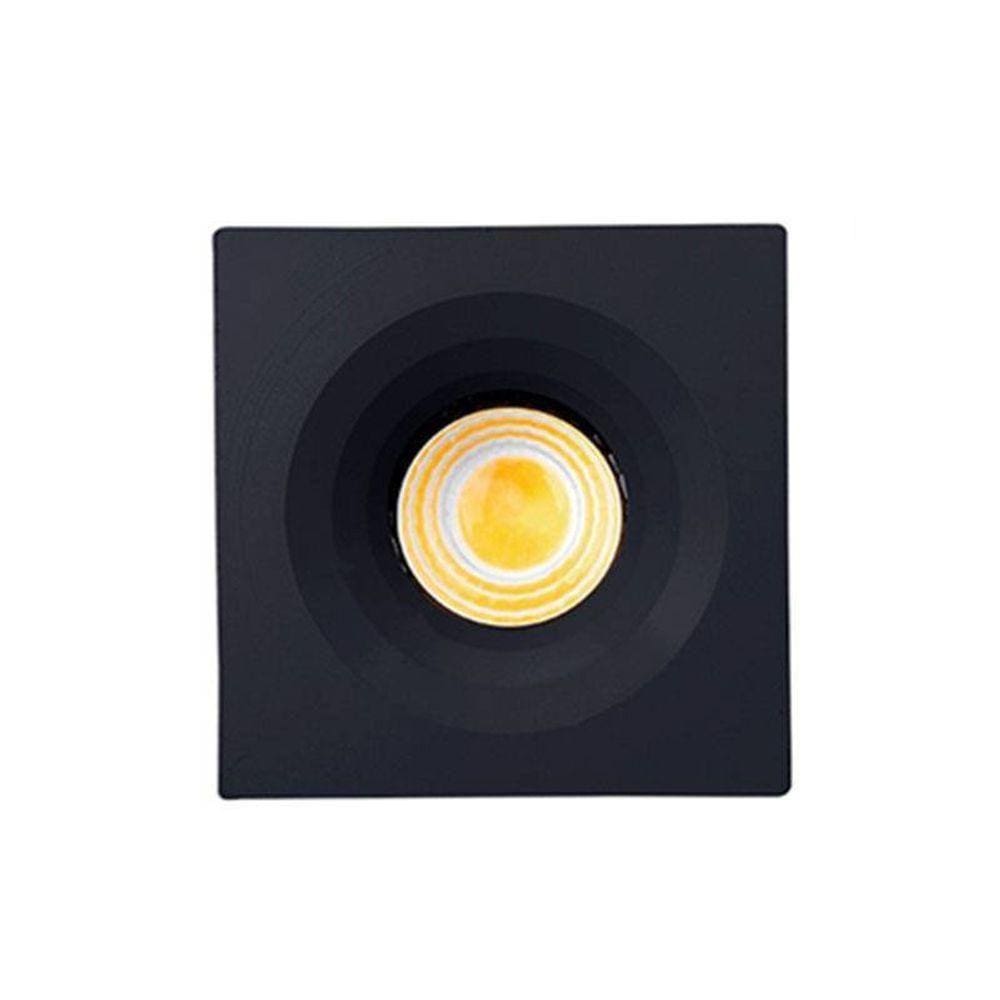 Mini Spot Led Cob 3w Quadrado Elysa 3000k Preto