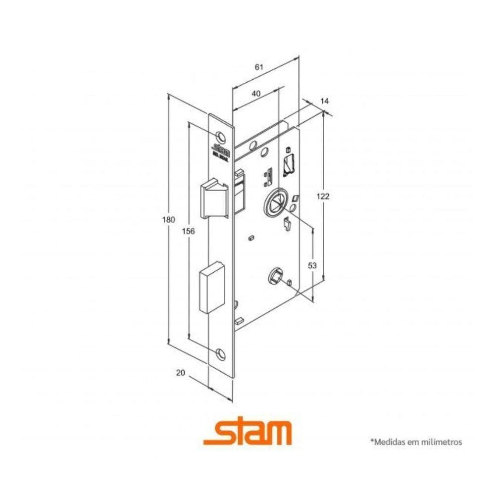 Fechadura Espelhada Inox - Stam Banheiro 824/11