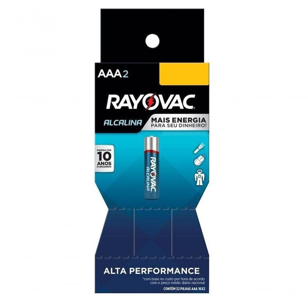 Pilha Alcalina Aaa2 Rayovac Tubo C-32 Unid. - Pç - 32