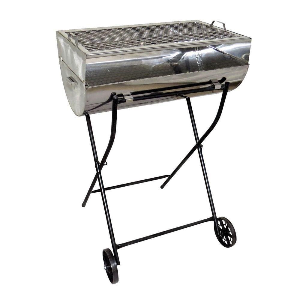 Churrasqueira Aberta Grill Inox Grelha E Carrinho 92X55X35Cm