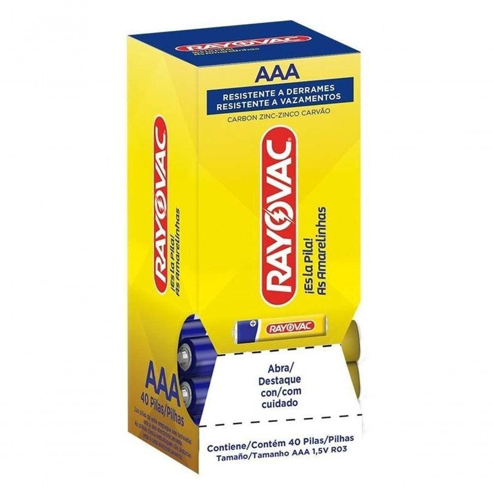 Pilha Zinco Aaa4 Rayovac Amarelinhas Tubo C-40 Unid. - Pç - 40