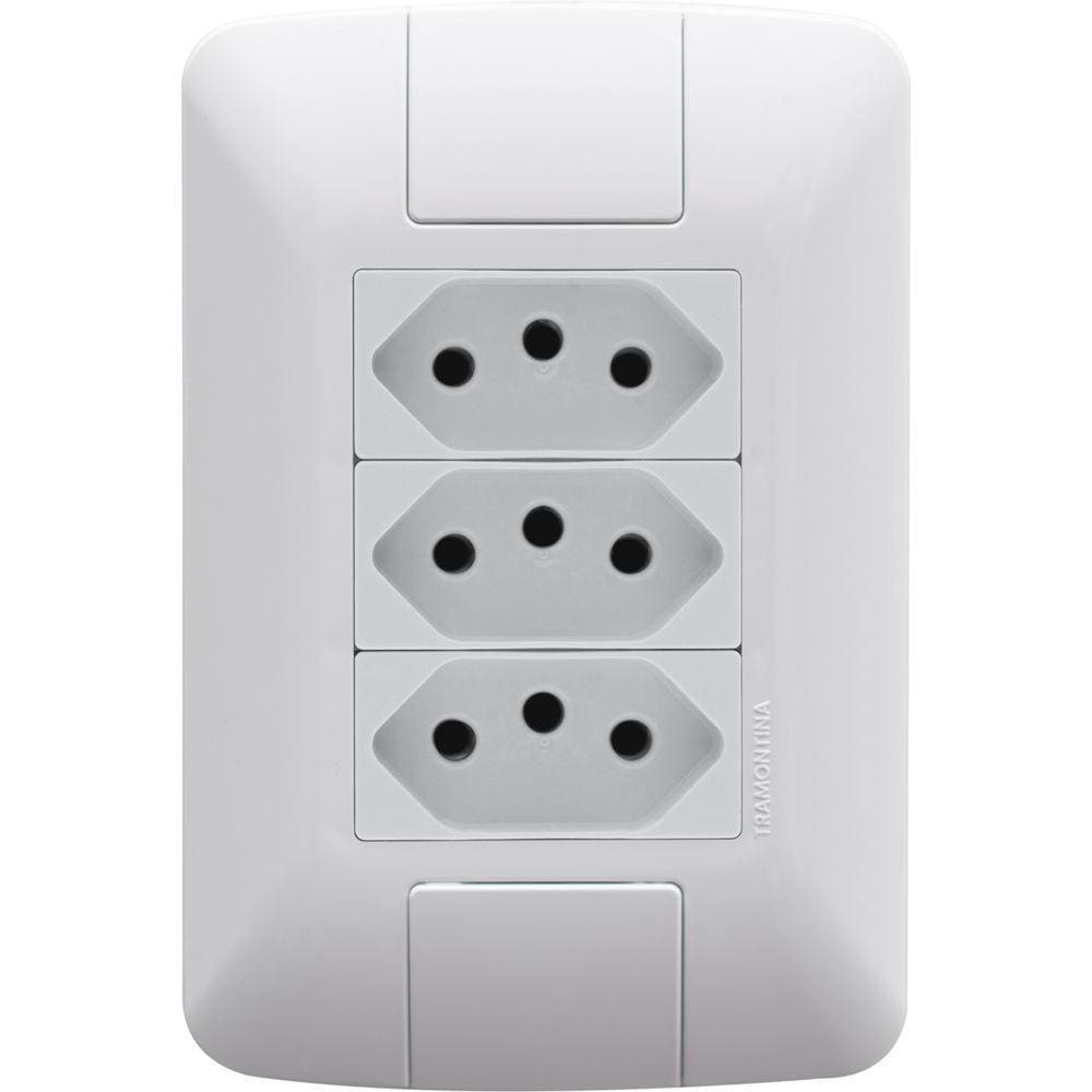 Placa 4x2+ 3 Tomadas 2p+t 20a-250v Branco Branco - 250v