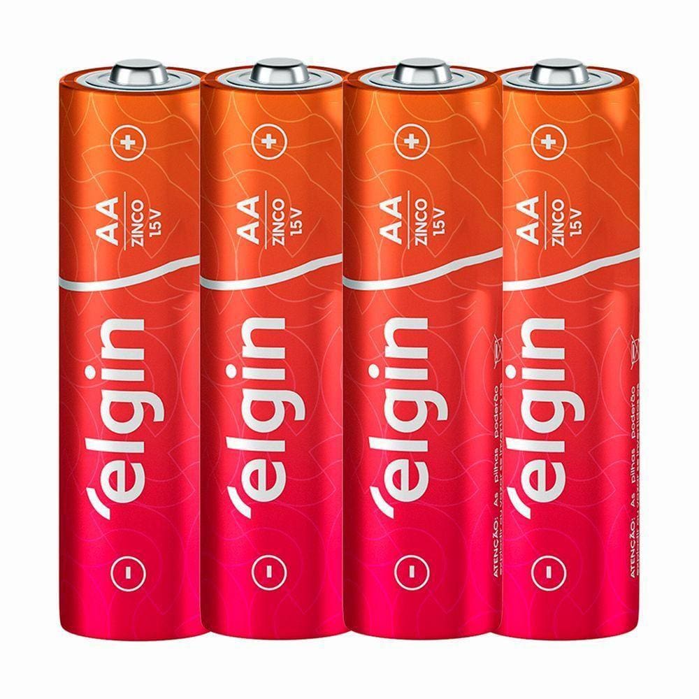 Pilha Zinco Elgin Aa 1.5v Cartela Com 4 Unidades