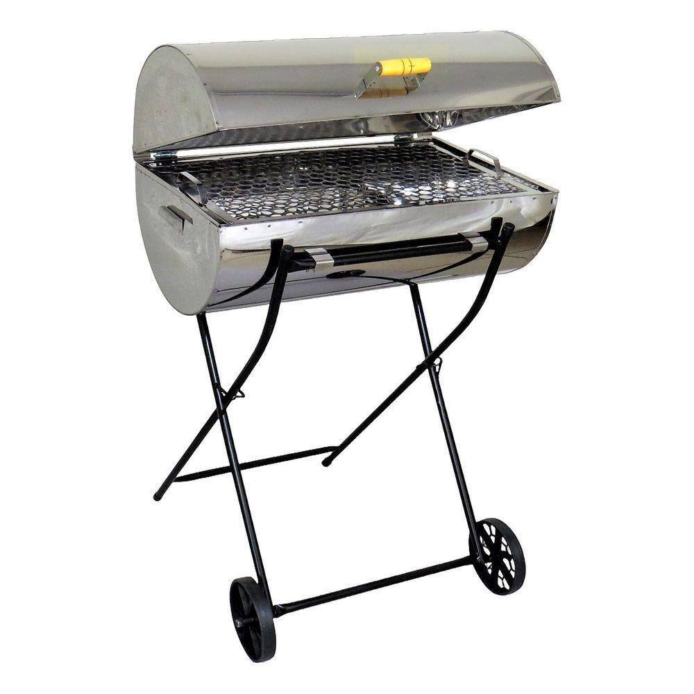 Churrasqueira Brasão Grill Inox Grelha E Carrinho 95X58X35Cm