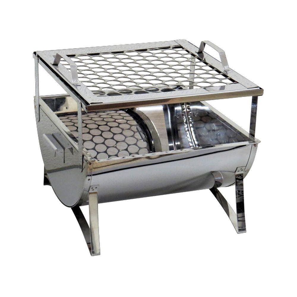 Churrasqueira Praia E Campo Aço Inox Com Grelha 30X28X24Cm