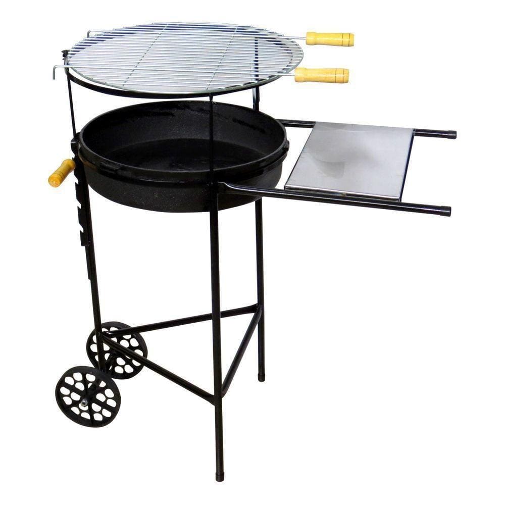 Churrasqueira Redonda Grelha Bandeja E Carrinho 70X66X42Cm