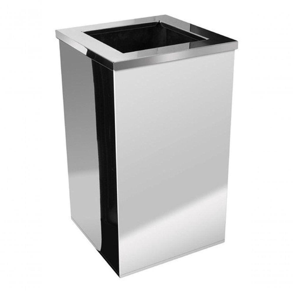 Lixeira Inox Quadrada Com Aro Inox 100 Litros