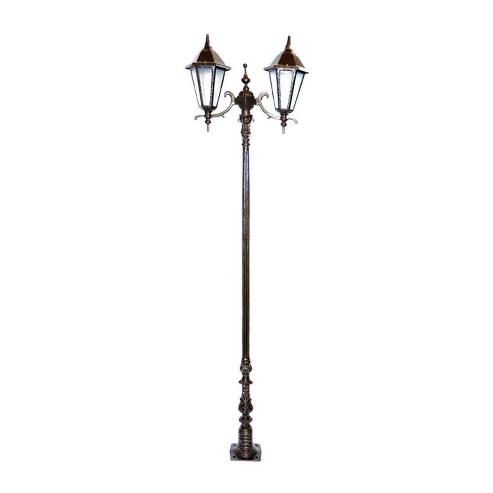 Poste Colonial Jardim Verona 02 Luminárias Alumínio 211Cm