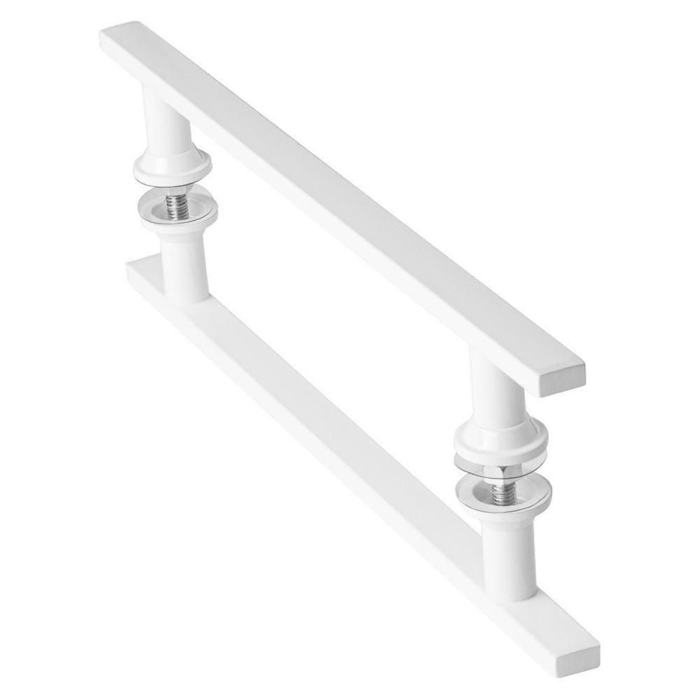 Puxador De Porta Branco Vidro Pivotante Madeira 20Cm M.S