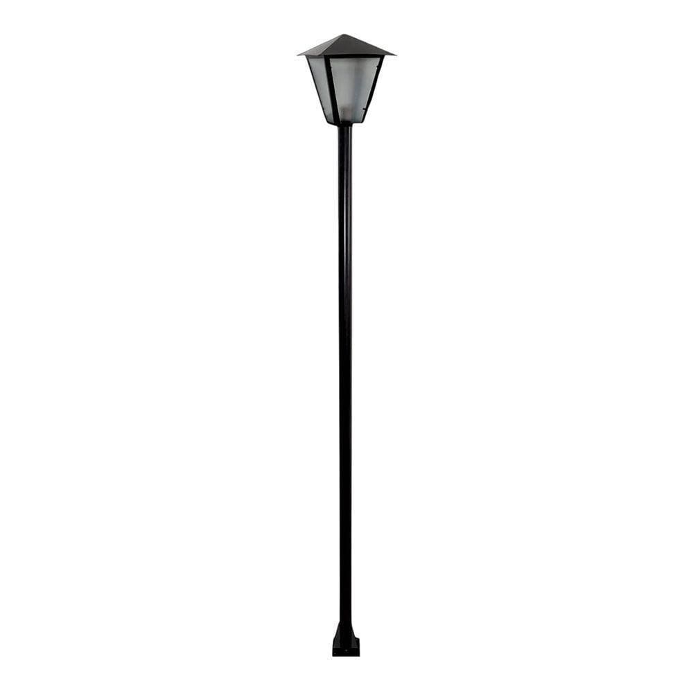 Poste E Luminária Colonial Romana De Jardim Preto 200cm