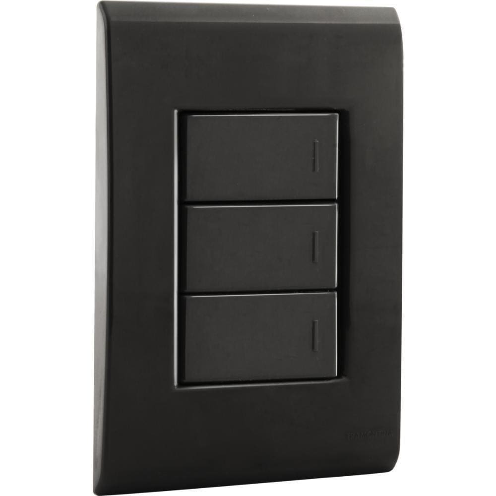 Conjunto 4x2 Com 3 Interruptores Simples 10 A 250 V Tramontina Liz Grafite