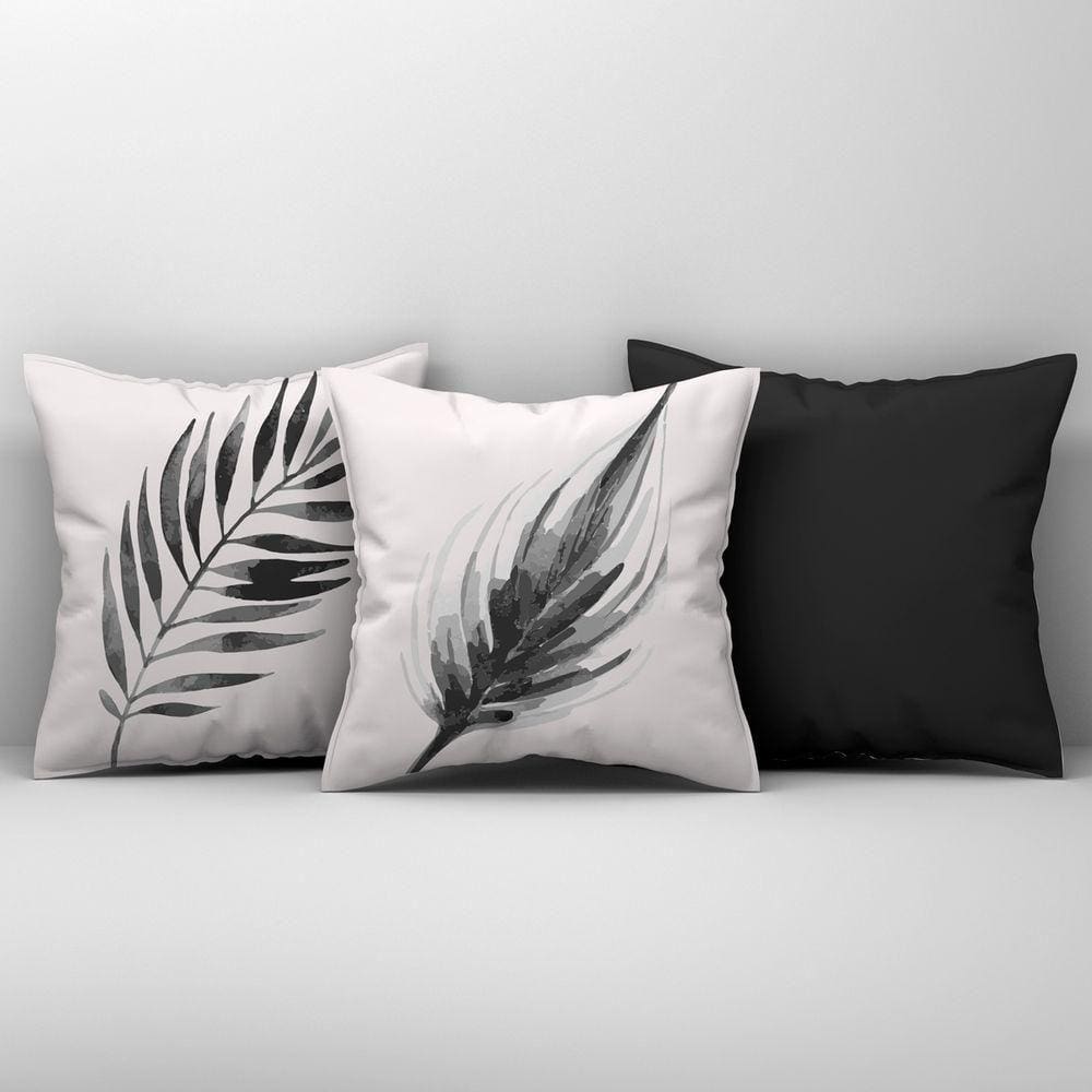 Kit Trio Capas De Almofadas Estampadas Em Veludo Suede 45cm X 45cm - Decoração Para Sala Cor Cinza