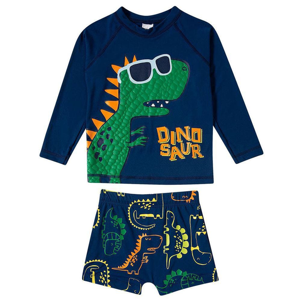 Conjunto Praia Infantil Dino Marinho Claro Tip Top