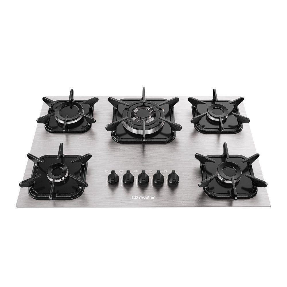 Cooktop Mueller 5 Bocas de Alumínio com Queimador Tripla Chama MCG5BK