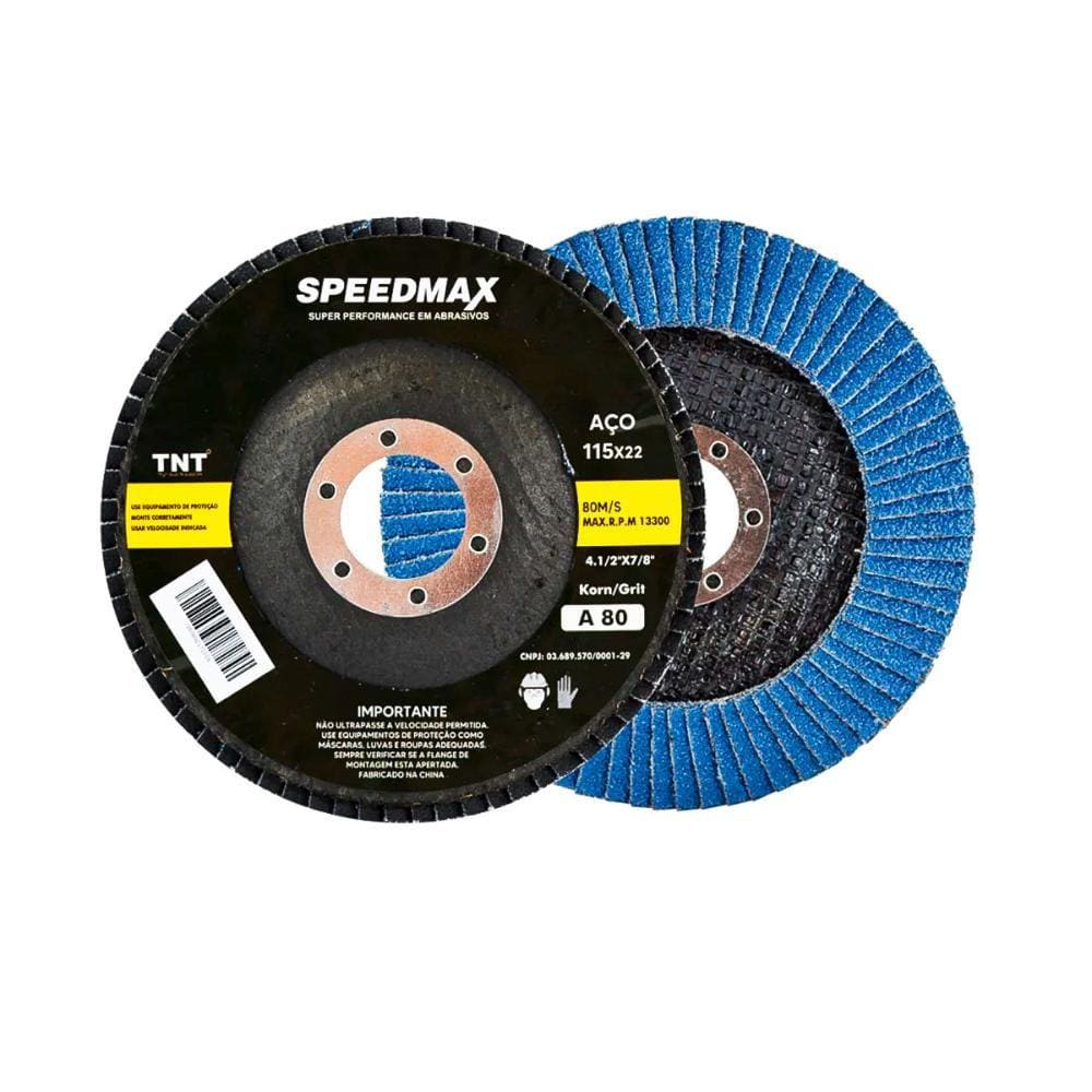 Disco Flap Speedmax 115 x 22 mm Fibra Grão 80 TNT