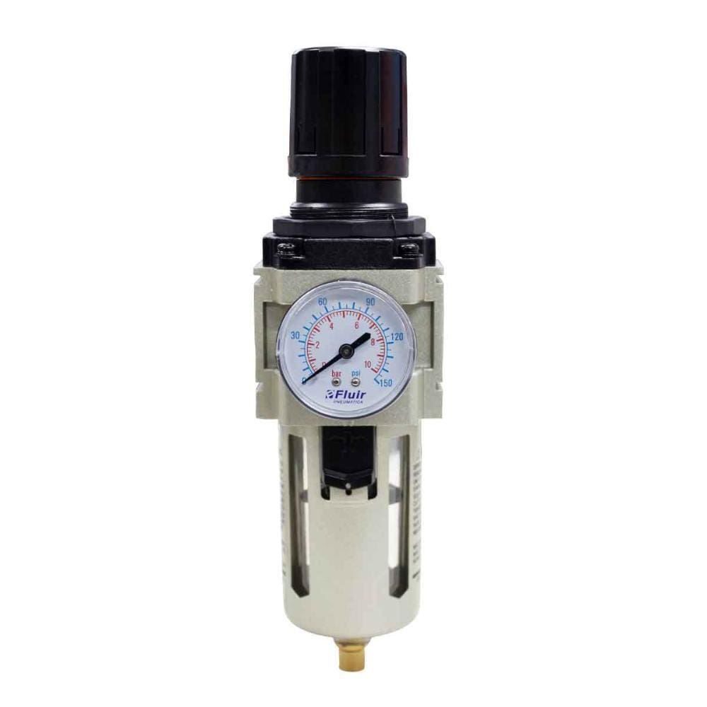 Filtro Regulador 3/4" com Suporte e Manômetro 12 BAR Fluir