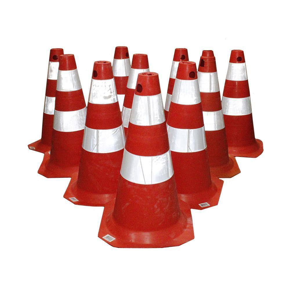 Kit 10 Cones de 50 cm Refletivo para Sinalização Laranja